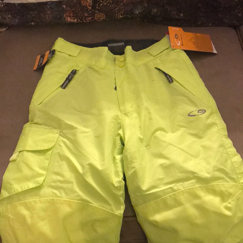 Youth Champion boys snow pant - lime green.  6/7